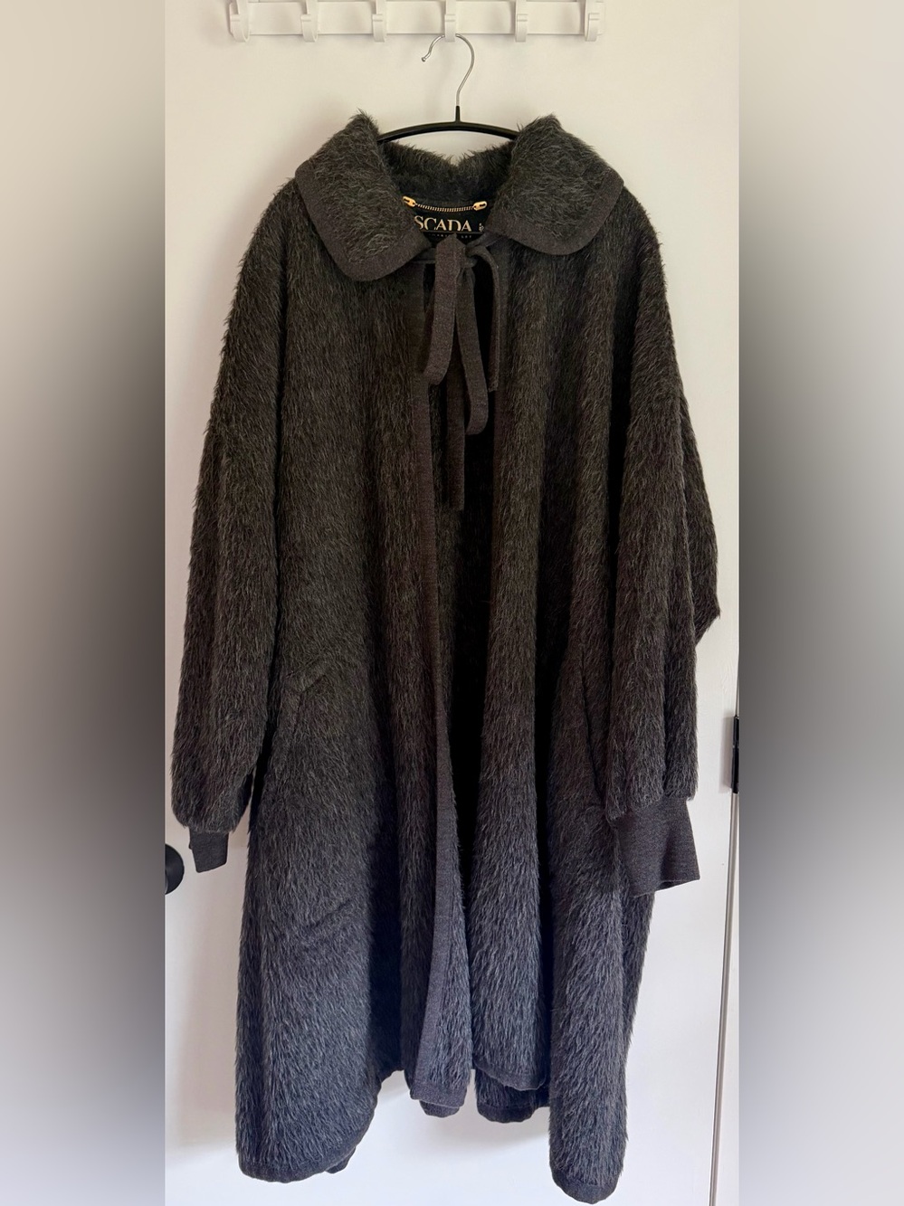 Vintage ESCADA Margaretha Ley Alpaca Wool Swing Coat Gray 38